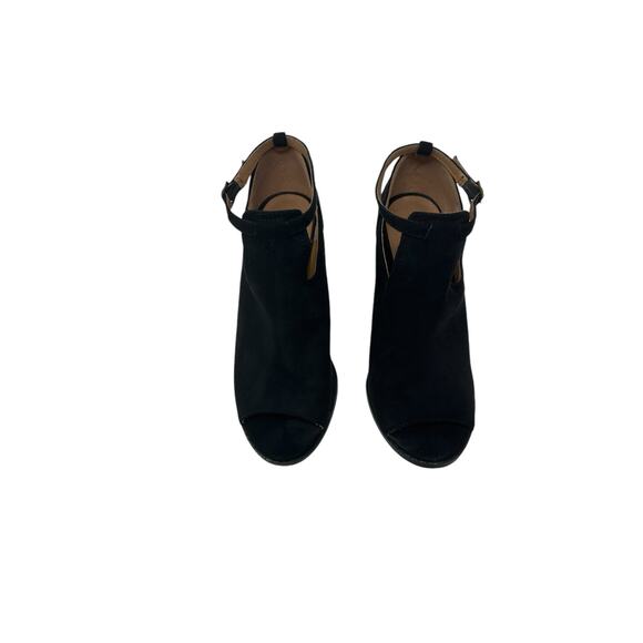 Qupid Black Faux Suede Peep Toe Buckle Strap Booties Block Heel size 8 - Picture 14 of 14